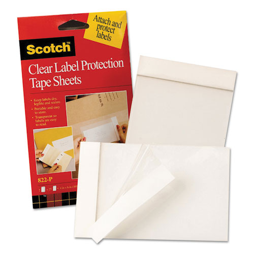 Image of Scotch® Scotchpad Label Protection Tape Sheets, 4" X 6", Clear, 25/pad, 2 Pads/pack