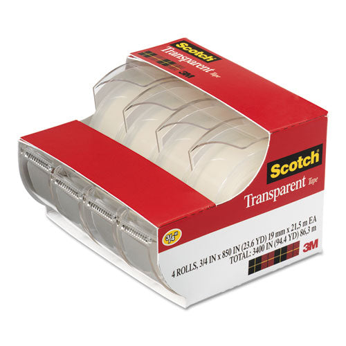 Image of Scotch® Transparent Tape In Handheld Dispenser, 1" Core, 0.75" X 70.83 Ft, Transparent, 4/pack