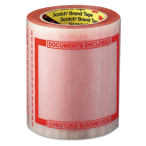 Image of Scotch® Pouch Tape, 3" Core, 5" X 6", Transparent, Orange Border