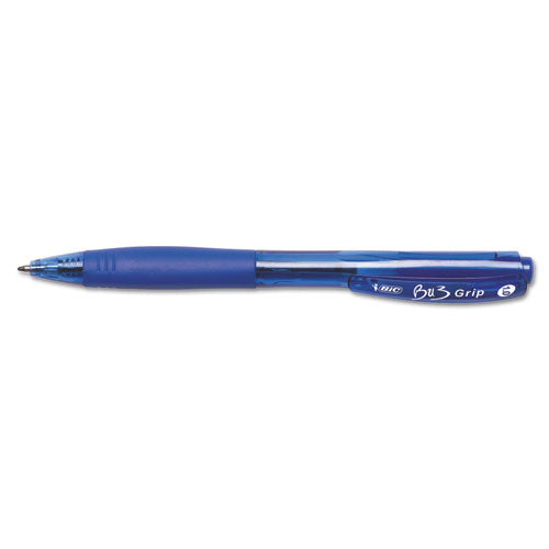Image of BIC® BU3 Ballpoint Pen, Retractable, Bold 1 mm, Blue Ink, Translucent Blue/Blue Barrel, Dozen