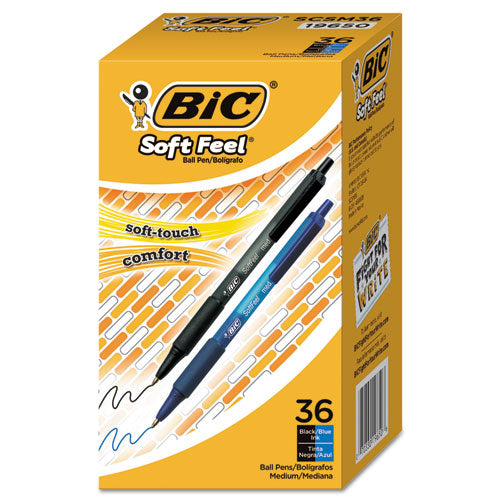 Image of BIC® Soft Feel Ballpoint Pen Value Pack, Retractable, Medium 1 Mm, Assorted Ink And Barrel Colors, 36/pack