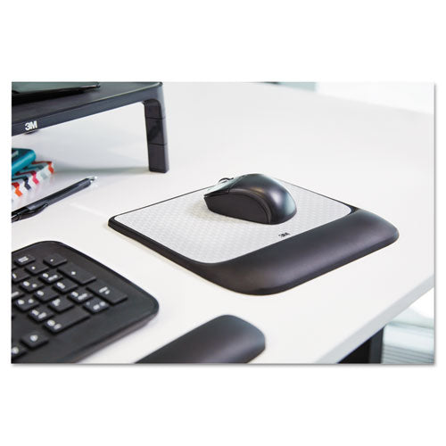Image of 3M Mouse Pad with Precise Mousing Surface and Gel Wrist Rest, 8.5 x 9, Gray/Black