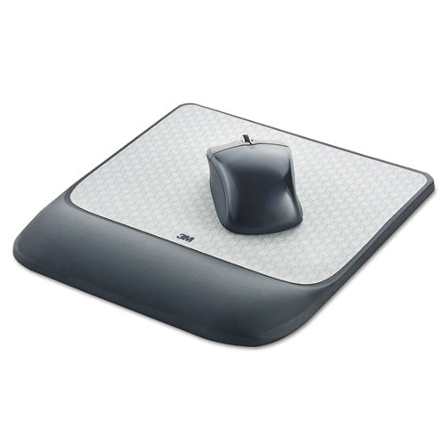 Image of 3M Mouse Pad with Precise Mousing Surface and Gel Wrist Rest, 8.5 x 9, Gray/Black