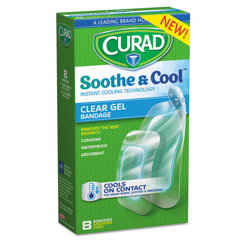 Image of Curad® Soothe And Cool Clear Gel Bandages, Assorted, Clear, 8/box