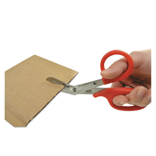 Image of Westcott® Stainless Steel Office Snips, 7" Long, 1.75" Cut Length, Crane-Style Red Handle