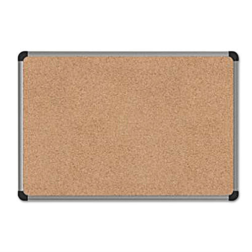 Image of Universal® Cork Board with Aluminum Frame, 36" x 24", Tan Surface, Satin Aluminum Frame
