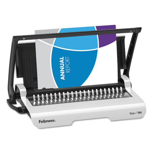 Image of Fellowes® Star+ 150 Manual Comb Binding Machine, 150 Sheets, 17.69 X 9.81 X 3.13, White