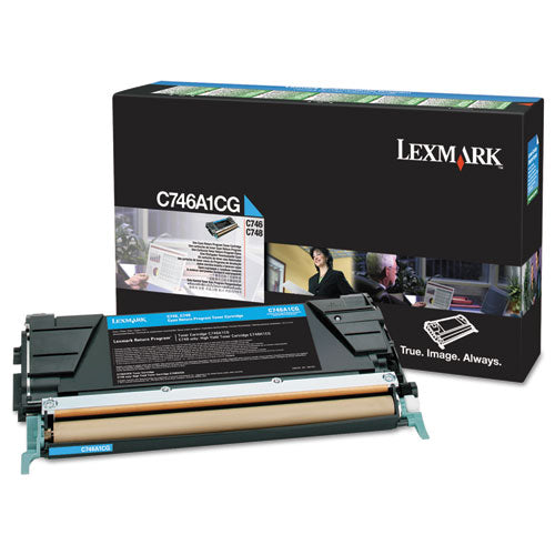 Image of Lexmark C746a1cg Return Program Toner, 7,000 Page-Yield, Cyan