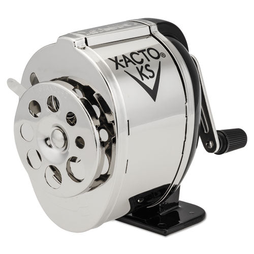 Image of X-ACTO® Ks Manual Classroom Pencil Sharpener, Table/wall-Mount Design, Manually-Powered, 2.75 X 4.75 X 4.25, Black/nickel