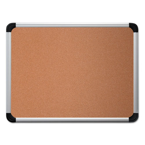 Image of Universal® Cork Board with Aluminum Frame, 36" x 24", Tan Surface, Satin Aluminum Frame