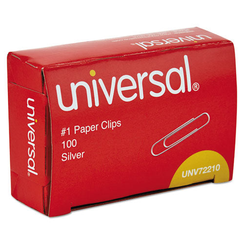 Image of Universal® Paper Clips, #1, Smooth, Silver, 100/Box