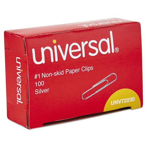 Image of Universal® Paper Clips, #1, Nonskid, Silver, 100 Clips/Box, 10 Boxes/Pack