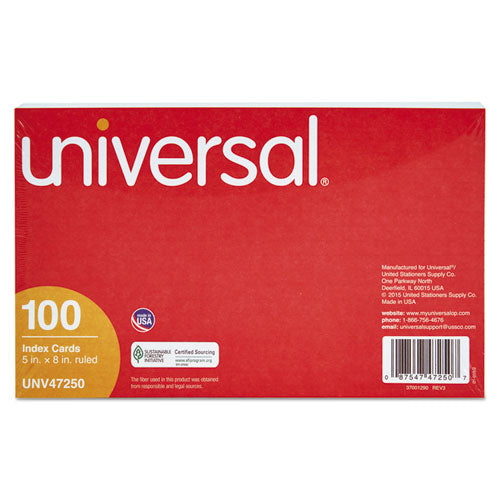 Image of Universal® Ruled Index Cards, 5 X 8, White, 100/pack