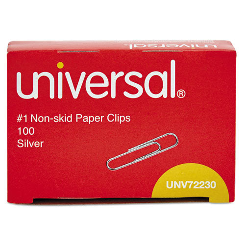 Image of Universal® Paper Clips, #1, Nonskid, Silver, 100 Clips/Box, 10 Boxes/Pack