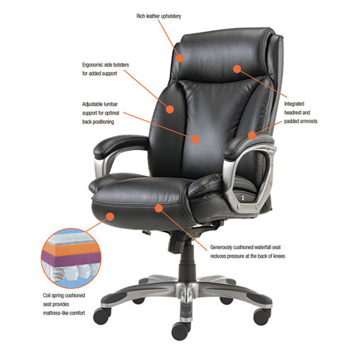 Image of Alera® Alera Veon Series Executive High-Back Bonded Leather Chair, Supports Up To 275 Lb, Black Seat/back, Graphite Base