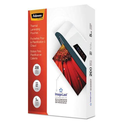 Image of Fellowes® Imagelast Laminating Pouches With Uv Protection, 5 Mil, 9" X 11.5", Clear, 200/pack