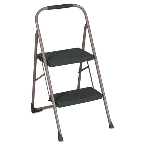 Image of Cosco® Big Step Folding Stool, 2-Step, 200 lb Capacity, 20.5" Working Height, 22" Spread, Black/Gray