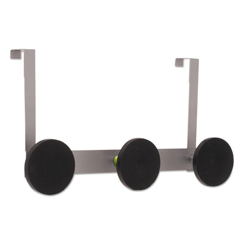 Image of Alba Over the Door Coat Hook, Metal and Plastic, 3 Pegs, Black, 20 lb Capacity