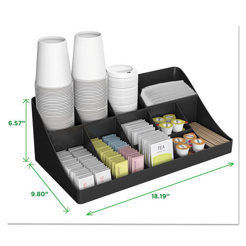 Image of Mind Reader 11-Compartment Coffee Condiment Organizer, 18.25 x 6.63 x 9.78, Black