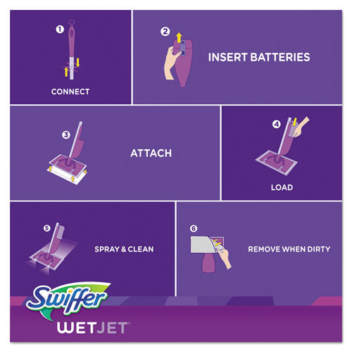 Image of Swiffer® Wetjet Mop, 11 X 5 White Cloth Head, 46" Purple/silver Aluminum/plastic Handle, 2/carton