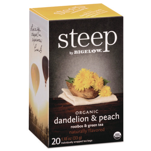 Image of Bigelow® Steep Tea, Dandelion And Peach, 1.18 Oz Tea Bag, 20/box