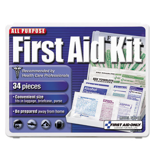 Image of First Aid Only All-Purpose First Aid Kit, 34 Pieces, 3.74 X 4.75, 34 Pieces, Plastic Case
