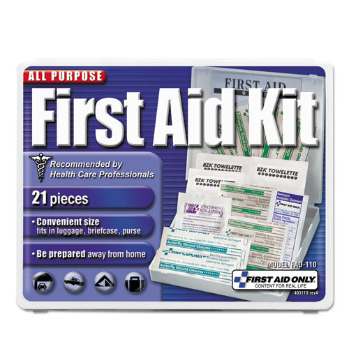 Image of First Aid Only All-Purpose First Aid Kit, 21 Pieces, 4.75 X 3, Plastic Case