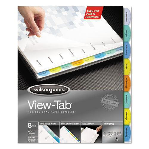 Image of Wilson Jones® View-Tab Paper Index Dividers, 8-Tab, 11 X 8.5, White, 1 Set