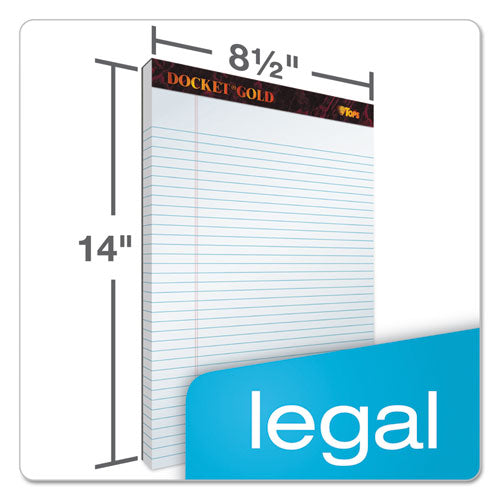 Image of TOPS Docket Gold Ruled Perforated Pads, Wide/legal Rule, 50 White 8.5 X 14 Sheets, 12/pack
