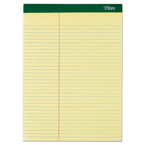 Image of TOPS Double Docket Ruled Pads, Pitman Rule Variation (offset Dividing Line - 3" Left), 100 Canary 8.5 X 11.75 Sheets, 6/pack