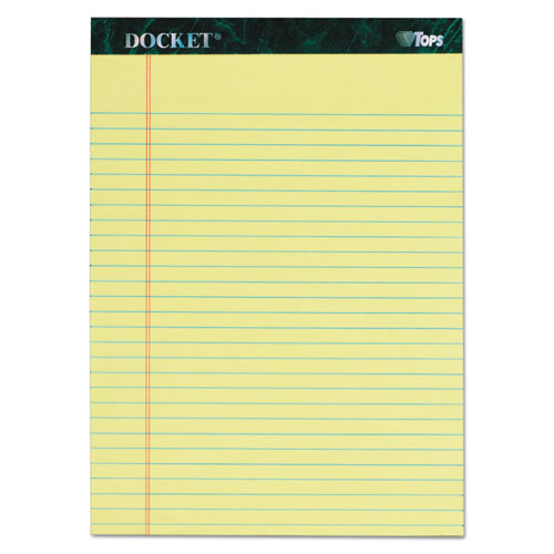 Image of TOPS Docket Ruled Perforated Pads, Wide/legal Rule, 50 Canary-Yellow 8.5 X 11.75 Sheets, 6/pack