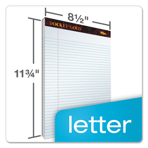 Image of TOPS Docket Gold Ruled Perforated Pads, Wide/legal Rule, 50 White 8.5 X 11.75 Sheets, 12/pack