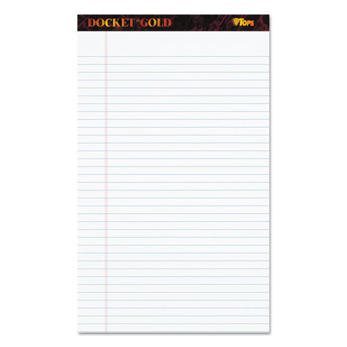 Image of TOPS Docket Gold Ruled Perforated Pads, Wide/legal Rule, 50 White 8.5 X 14 Sheets, 12/pack