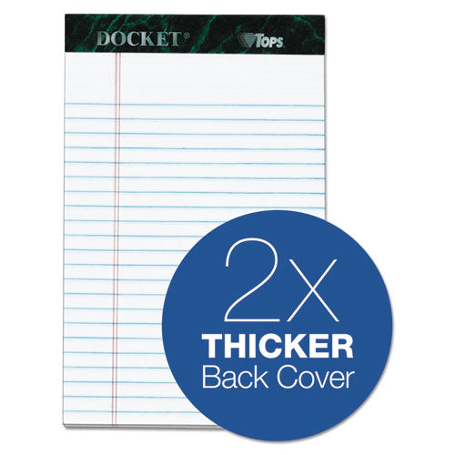 Image of TOPS Docket Ruled Perforated Pads, Narrow Rule, 50 White 5 X 8 Sheets, 6/pack