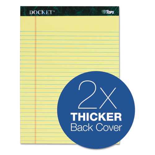 Image of TOPS Docket Ruled Perforated Pads, Wide/legal Rule, 50 Canary-Yellow 8.5 X 11.75 Sheets, 6/pack