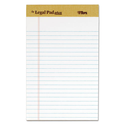 Image of TOPS The Legal Pad Plus Ruled Perforated Pads With 40 Pt. Back, Narrow Rule, 50 White 5 X 8 Sheets, Dozen