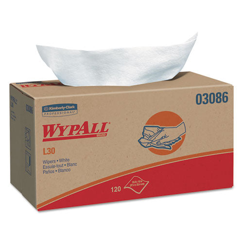 Image of WypAll® L30 Towels, POP-UP Box, 10 x 9.8, White, 120/Box, 10 Boxes/Carton