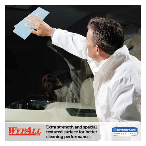 Image of WypAll® L10 Windshield Wipers, Banded, 2-Ply, 9.38 x 10.25, Light Blue, 140/Pack, 16 Packs/Carton