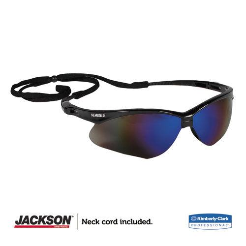 Image of KleenGuard Nemesis Safety Glasses, Black Frame, Blue Mirror Lens