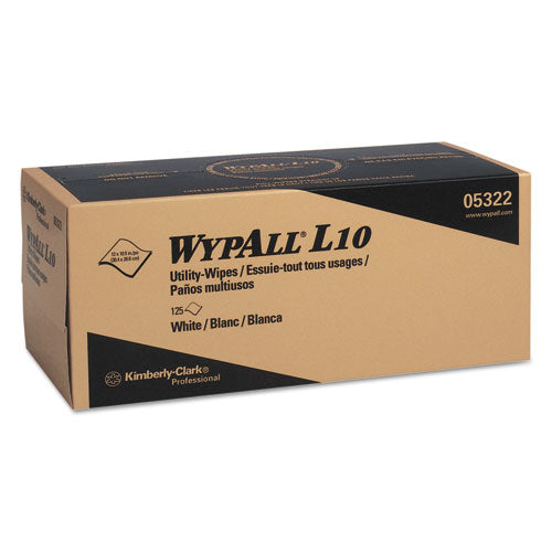 Image of WypAll® L10 Towels POP-UP Box, 1-Ply, 12 x 10.25, White, 125/Box, 18 Boxes/Carton