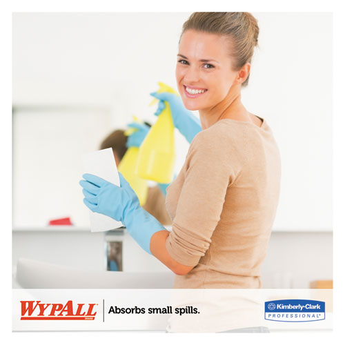 Image of WypAll® L10 Towels POP-UP Box, 1-Ply, 12 x 10.25, White, 125/Box, 18 Boxes/Carton