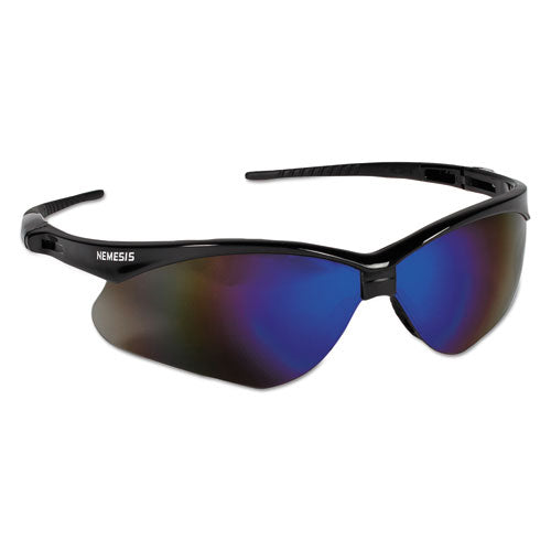 Image of KleenGuard Nemesis Safety Glasses, Black Frame, Blue Mirror Lens