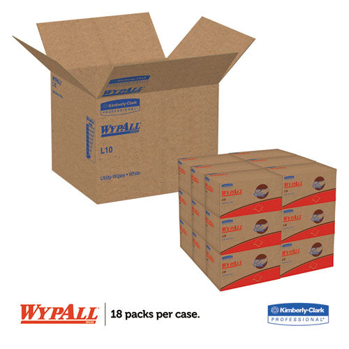 Image of WypAll® L10 SANI-PREP Dairy Towels, POP-UP Box, 1-Ply, 10.25 x 10.5, White, 110/Pack, 18 Packs/Carton