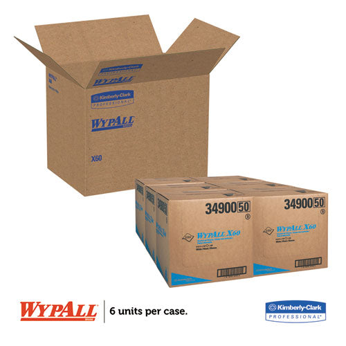 Image of WypAll® General Clean X60 Cloths, Flat Sheet, 12.5 x 16.8, White, 150/Box, 6 Boxes/Carton