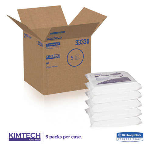 Image of Kimtech W4 Critical Task Wipers, Flat Double Bag, 12 x 12, Unscented, White, 100/Bag, 5 Bags/Carton