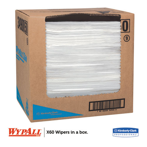 Image of WypAll® General Clean X60 Cloths, Flat Sheet, 12.5 x 16.8, White, 150/Box, 6 Boxes/Carton