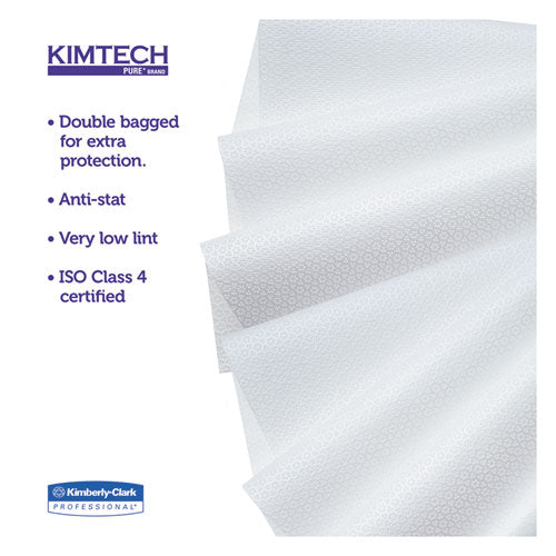 Image of Kimtech W4 Critical Task Wipers, Flat Double Bag, 12 x 12, Unscented, White, 100/Bag, 5 Bags/Carton