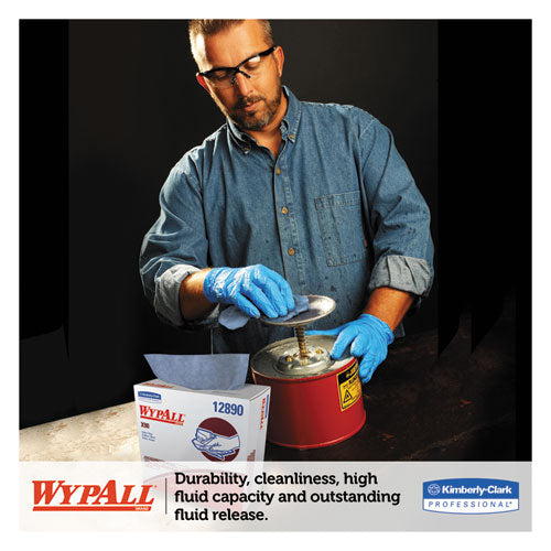 Image of WypAll® X90 Cloths, POP-UP Box, 2-Ply, 8.3 x 16.8, Denim Blue, 68/Box, 5 Boxes/Carton
