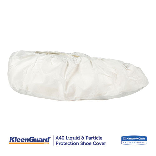 Image of KleenGuard A40 Liquid And Particle Protection Shoe Covers, Medium, White, 400/Carton