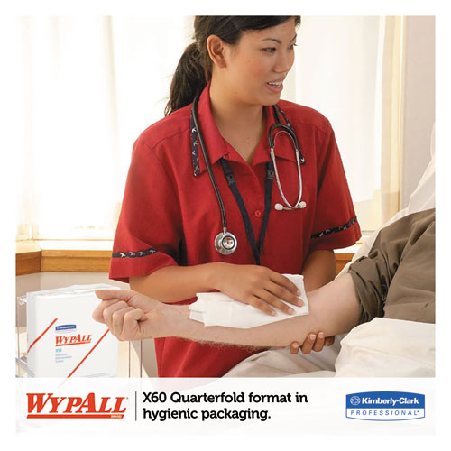 Image of WypAll® X50 Cloths, 1/4 Fold, 12.5 x 10, White, 26/Pack, 32 Packs/Carton
